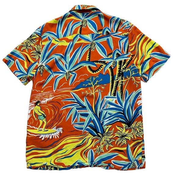 Topman Shirt Mens Size M Hawaiian Floral Surf Print Viscose Stretch Multicolor - Picture 2 of 5